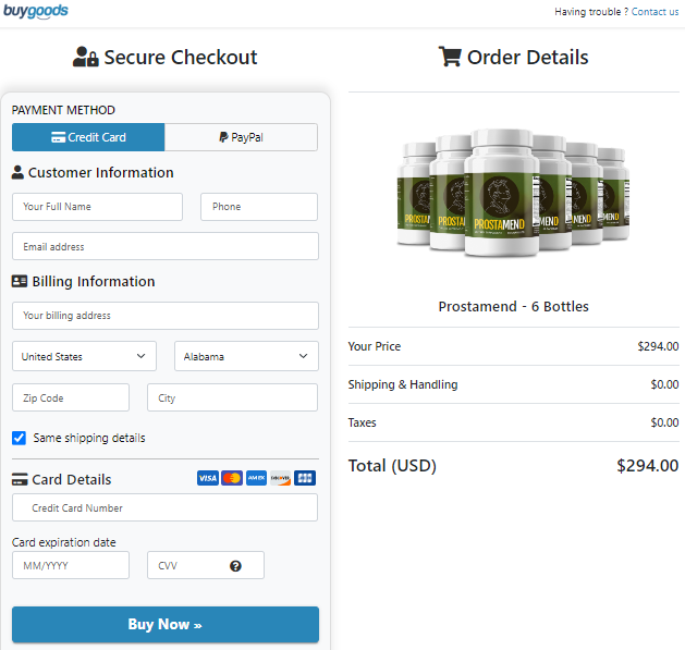 ProstaMend Order Page